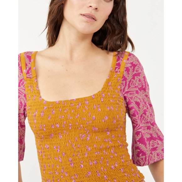 Free People Tops - Price Drop NWT Free People Marigold Tee / Golden Combo